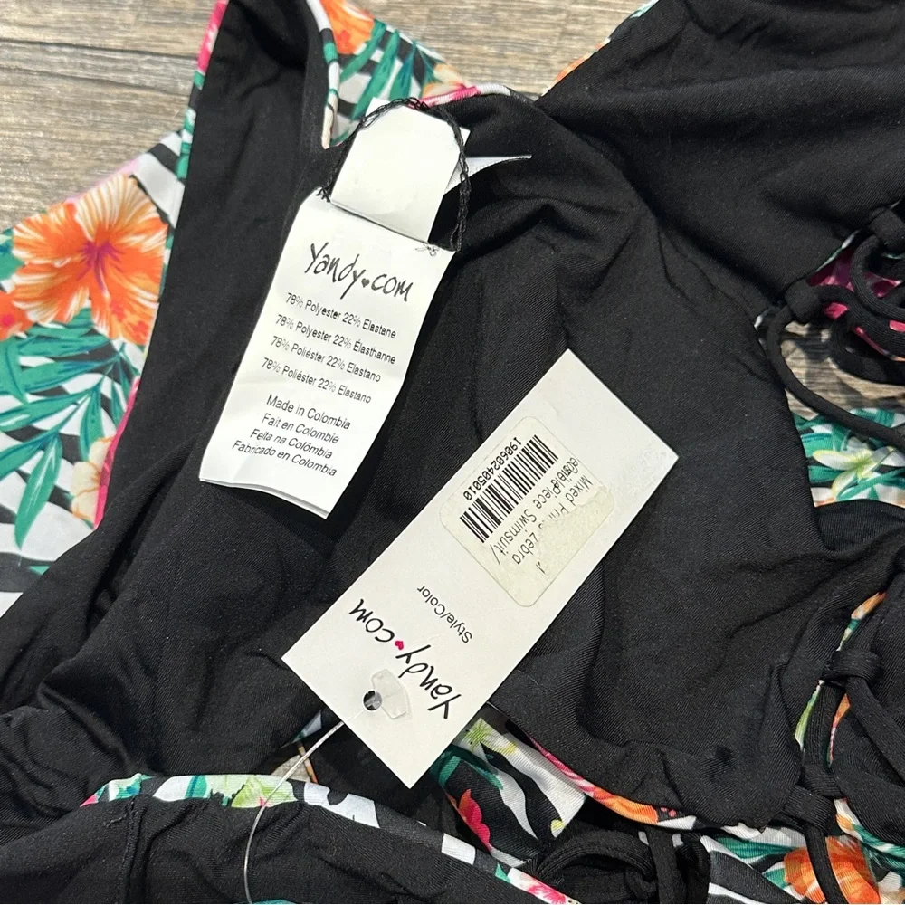 Yandy Zebra Floral Tropical Print Onepiece Swimsuit Medium New with Tags